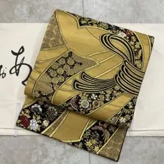 振袖礼装用●美品●袋帯●黒地●束ね熨斗●鳥宝尽くし●金糸銀糸●長尺●427㎝