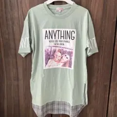 新品未使用　ANYTHINGプリント ワンピース ミントグリーン　140