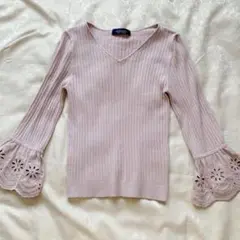 刺繍リブニットカットソー ピンク M 2 ★ ジャスグリッティー