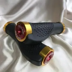 自転車グリップこぶ付 アルミ 握りやすい♪かっこいいゴールド、レッド♪♪