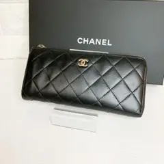 30☆美品☆ CHANEL 長財布 マトラッセ L字 ブラック パープル