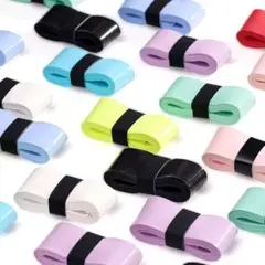 バドミントン グリップテープ 多色３つセット(白、黒、黄、ティーファンニブルー)