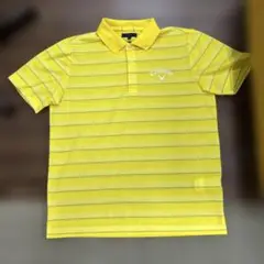 Callaway ストライプ ポロシャツ 黄色