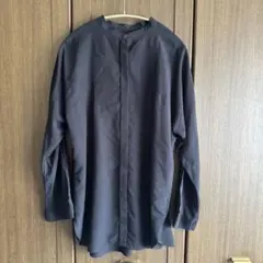 レプシィム　ノーカラーシャツ　ブラック　黒　長袖シャツ ボタン付き