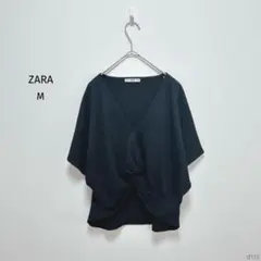 ザラVネッククロップドトップス【38】ノットデザイン ドルマンスリーブ 黒