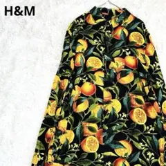 175/100A 総柄　シャツ H&M みかん フルーツ