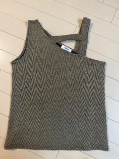 EVLISヘリンボーンパターン アシンメトリックタンクトップ