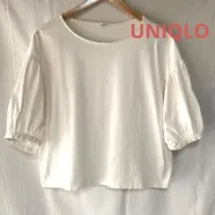 UNIQLO レディース カットソー オフホワイト パフスリーブ M