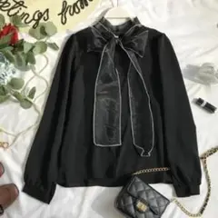 ★新品未使用★ ❤️❤️レディース リボントップス ブラック ❤️❤️