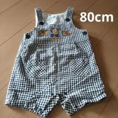 ベビー　西松屋　ギンガムチェック　サロペット　80cm