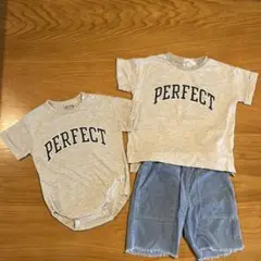 兄弟お揃い リンクコーデ ロンパース 80cm 半袖 Tシャツ 100半ズボン