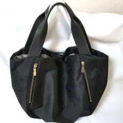 R USSET ブラックモノグラムトートバッグ