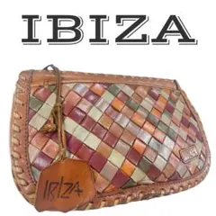 【美品】 IBIZA イビザ 編み込みレザー クラッチバック