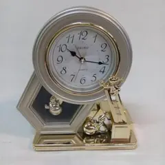 SEIKO クォーツ置時計 PW406S シルバーゴールド動作確認済　取説付