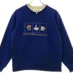 シェナニガン　レディーストップス　ネイビー　S　長袖トレーナー　刺繡【S38】
