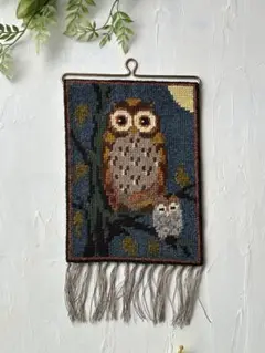 北欧　ヴィンテージ　ツヴィスト刺繍　鳥　スウェーデン フクロウ