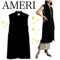 ❤️AMERI 22SS WAVE COLLAR ロングジレ M 黒 ⭐️美品⭐️