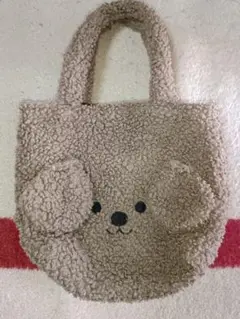 犬の顔 ボアトートバッグ 約20cm
