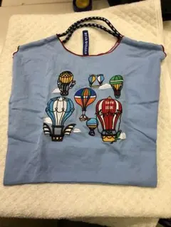新品保管品bfsk&china気球刺繍の水色エコバッグ