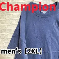 F2652【Champion】シンプル無地半袖Tシャツ【2XL】ネイビー