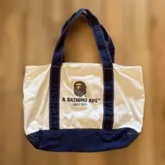 A BATHING APE トートバッグ ホワイト/ネイビー