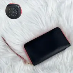 【美品】Loewe コインケース アナグラム 型押し ラウンドファスナー