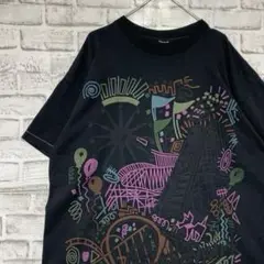USA製90sヴィンテージTシャツ！シングルステッチ　ブラック半袖古着XL724