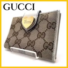【GUCCI】グッチ ラブリーハート シマ キャンバス パスケース 白✨