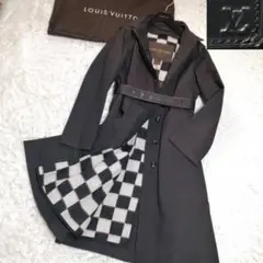 未使用☆ルイヴィトン ロングコート ダミエ アルパカ L 黒 ライナー 金ボタン
