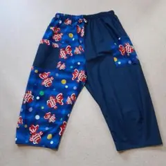 ハンドメイド、金魚柄カジュアルパンツ サイドポケット付き