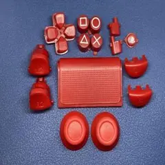 PS4コントローラー　カスタムパーツ 海外製ボタンセット レッド 白刻印