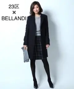 【高級ウール】23区 BELLANDI チェスターコート 38 M相当 黒