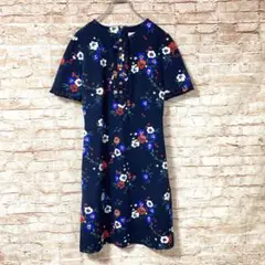 トリーバーチ Tory Burch ワンピース フレア ひざ丈 半袖 花柄 XS