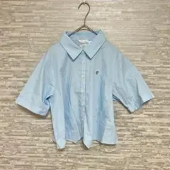 新品・未使用　エヘカソポ　 刺繍ロゴ　半袖シャツ サックス　ライトブルー