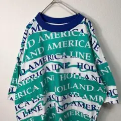 USA古着 90s 総柄 holland america line Tシャツ