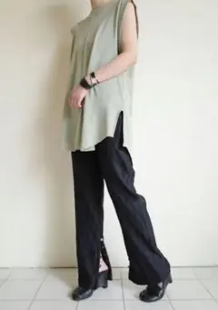 ⭐BELPER ベルパー ウェーブパンツ　ブラック プリーツパンツ　ワイドパンツ