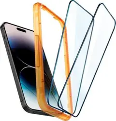 全面保護 ガラスフィルム iPhone 14 Pro 用 ガイド枠付き