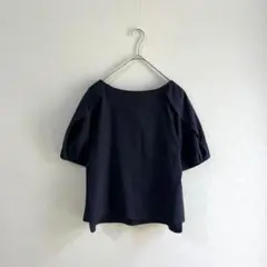 3288【PARIGOT】カットソー　半袖　ポコポコ素材　ネイビー　春夏　大人