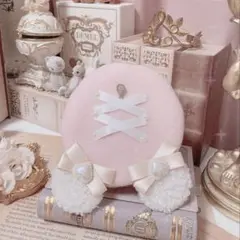 ドール用熊ちゃんベレー帽￤ピンク(MDDサイズ)