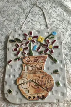 週末限定再々値下！Hand.Painted味わいある素敵手づくり陶器壁掛。既製品