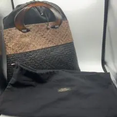 サンモトヤマ SUN MOTOYAMA カゴバッグ 巾着 べっ甲柄 茶 ブラウン