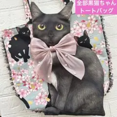 超ビッグ全身黒猫ちゃん＆全部黒猫ちゃん　コヤンイサムチョン　フリルトートバッグ