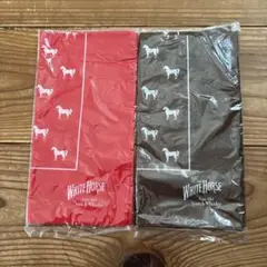 新品未使用　WHITE HORSE ハンカチセット 赤 黒