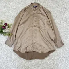 〝Daris〟日本製　ベージュ　 バンドカラーシャツメンズ　Mサイズ