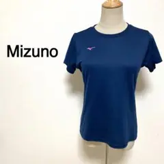 Mizuno ネイビーカラー ロゴ刺繍 メッシュTシャツ
