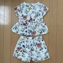 美品　プティマイン　セットアップ　90 花柄　半袖シャツ　パンツ　上下セット