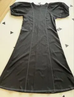 ブラック パフスリーブフレアワンピース Aライン