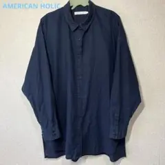 AMERICAN HOLIC ネイビー オーバーサイズ 長袖シャツＬ