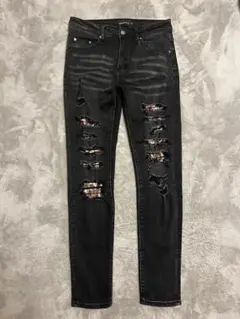 HESNTLS スリムフィット30 ブラック ダメージ加工