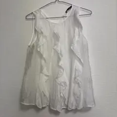 ZARA ホワイト フリル ノースリーブ シャツ